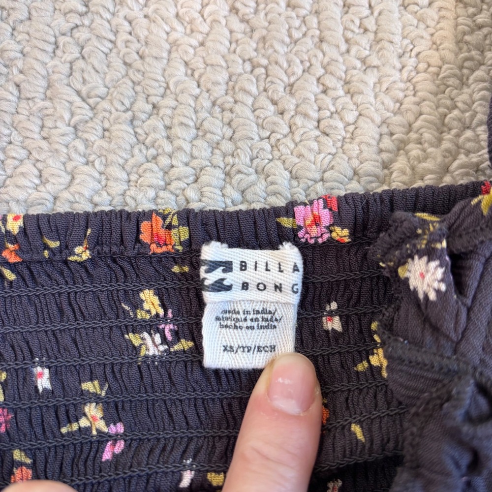 Billabong Floral Maxi Dress, Black XS, Long Sleeve Boho Prairie Cottage whimsy - Picture 7 of 16